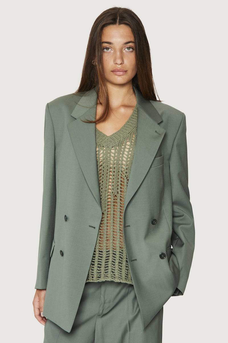 Paura THOM DOUBLEBREASTED SUIT JACKET SAGE Pezzi Unici