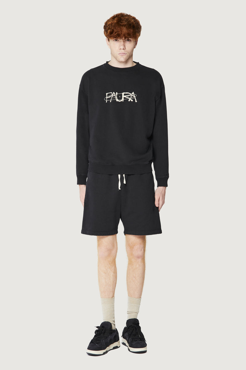 Paura SAMUEL CREWNECK SWEATSHIRT COSMIC LOGO BLACK Offerta