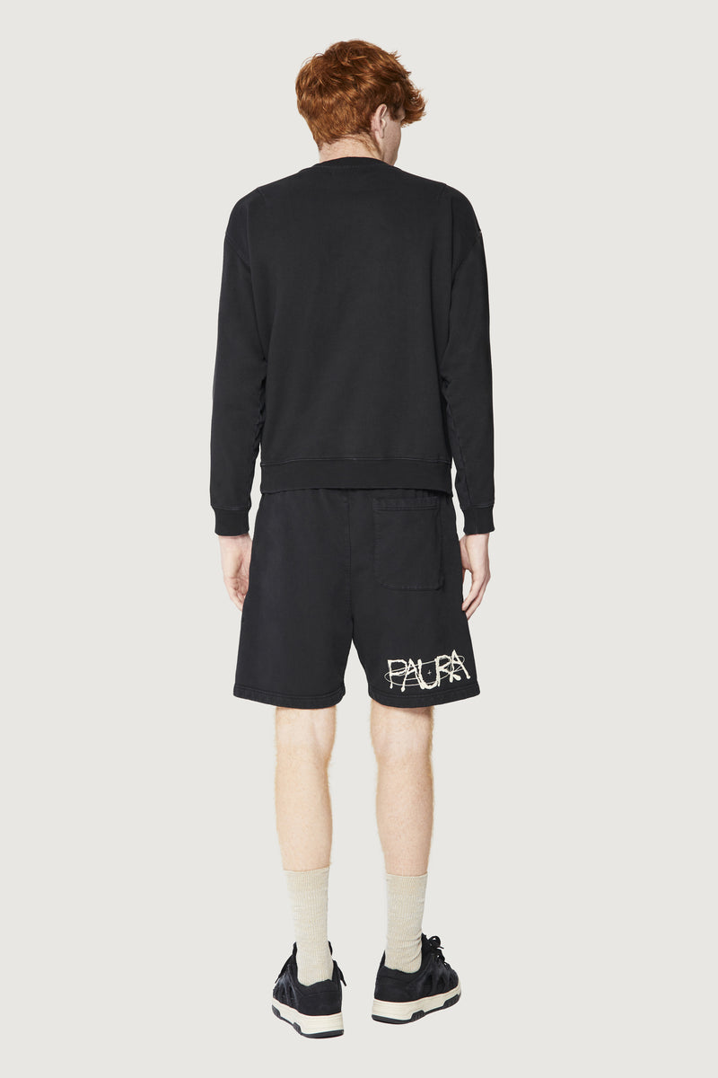 Paura SAMUEL CREWNECK SWEATSHIRT COSMIC LOGO BLACK Offerta