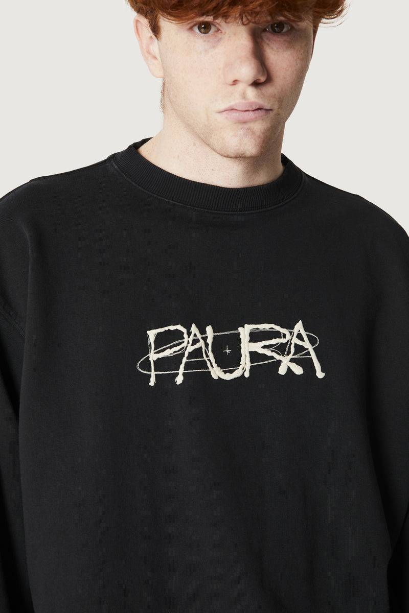 Paura SAMUEL CREWNECK SWEATSHIRT COSMIC LOGO BLACK Offerta