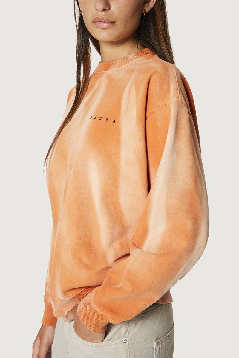 Paura SAMUEL CREWNECK SWEATSHIRT ORANGE In Vendita