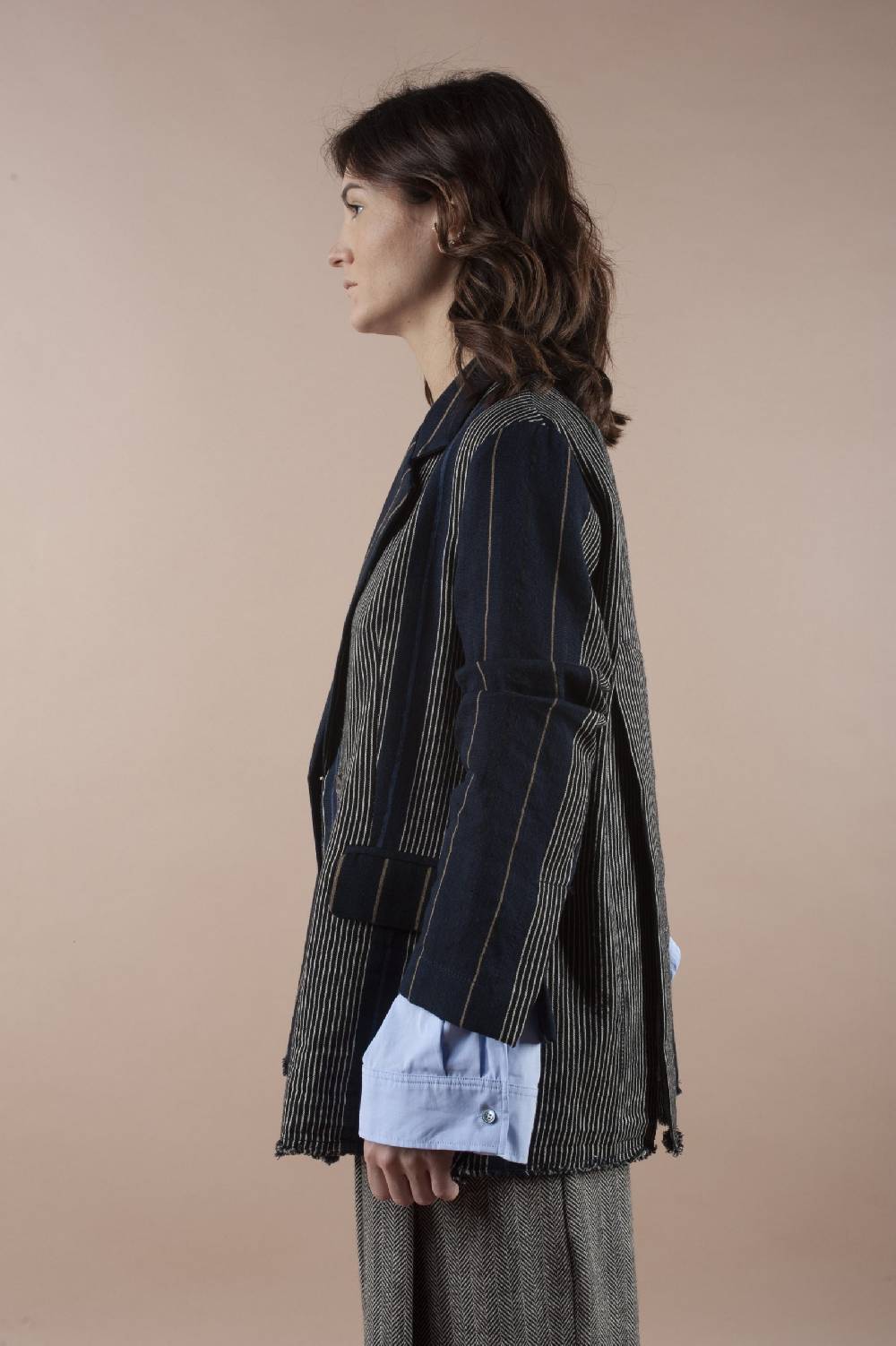 Pdr Phisique Du Role PHISIQUE DU ROLE JACKET IN WOOL/LINEN BARRE’ WITH IRREGULAR STRIPES Pezzi Unici