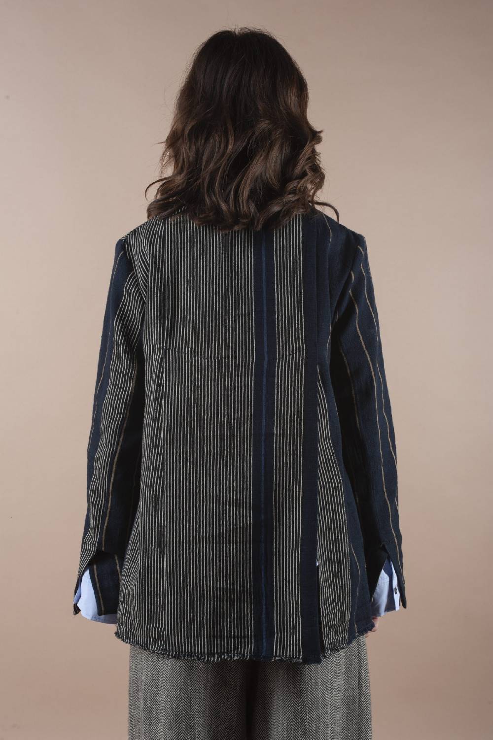 Pdr Phisique Du Role PHISIQUE DU ROLE JACKET IN WOOL/LINEN BARRE’ WITH IRREGULAR STRIPES Pezzi Unici