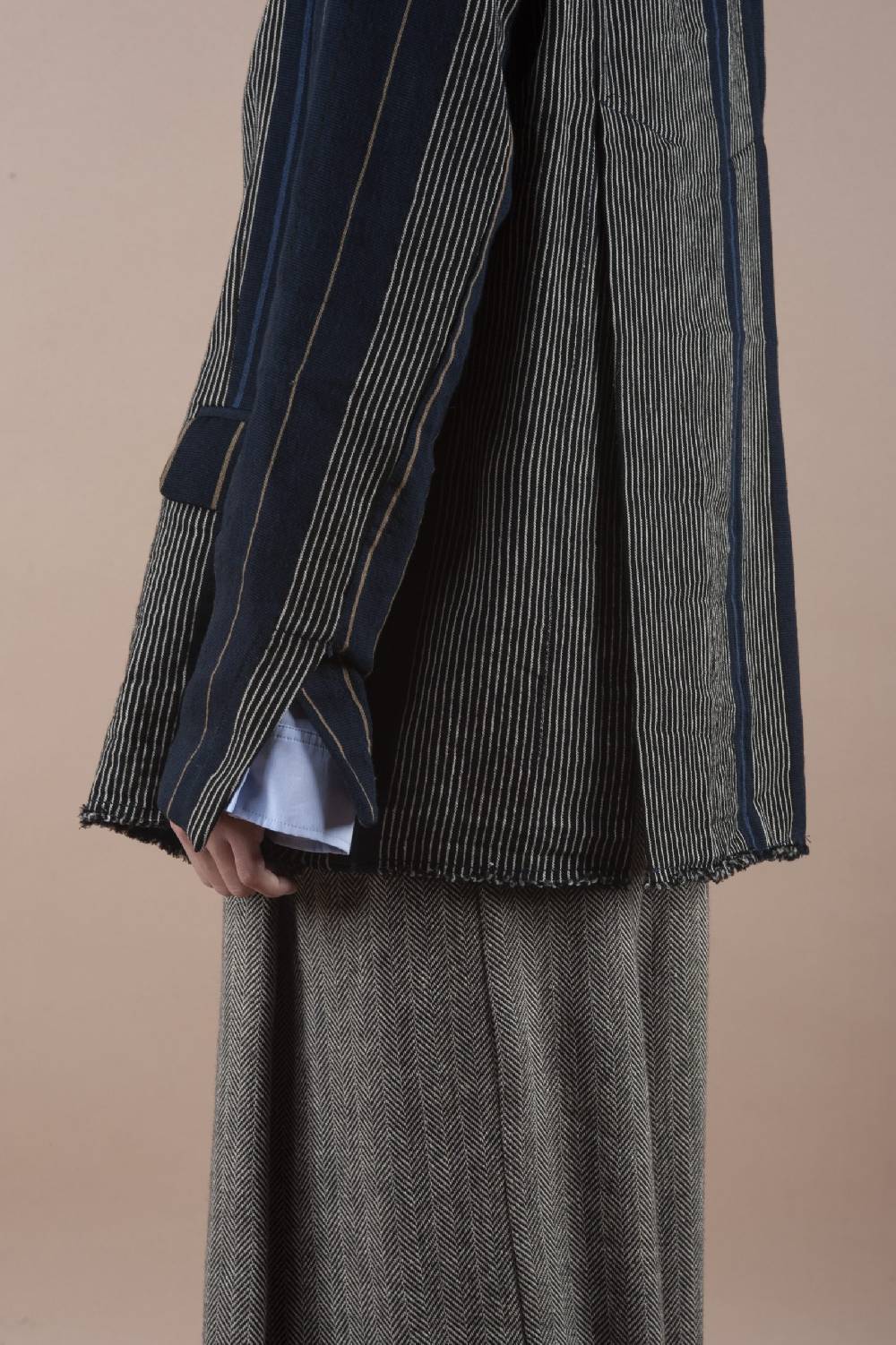 Pdr Phisique Du Role PHISIQUE DU ROLE JACKET IN WOOL/LINEN BARRE’ WITH IRREGULAR STRIPES Pezzi Unici
