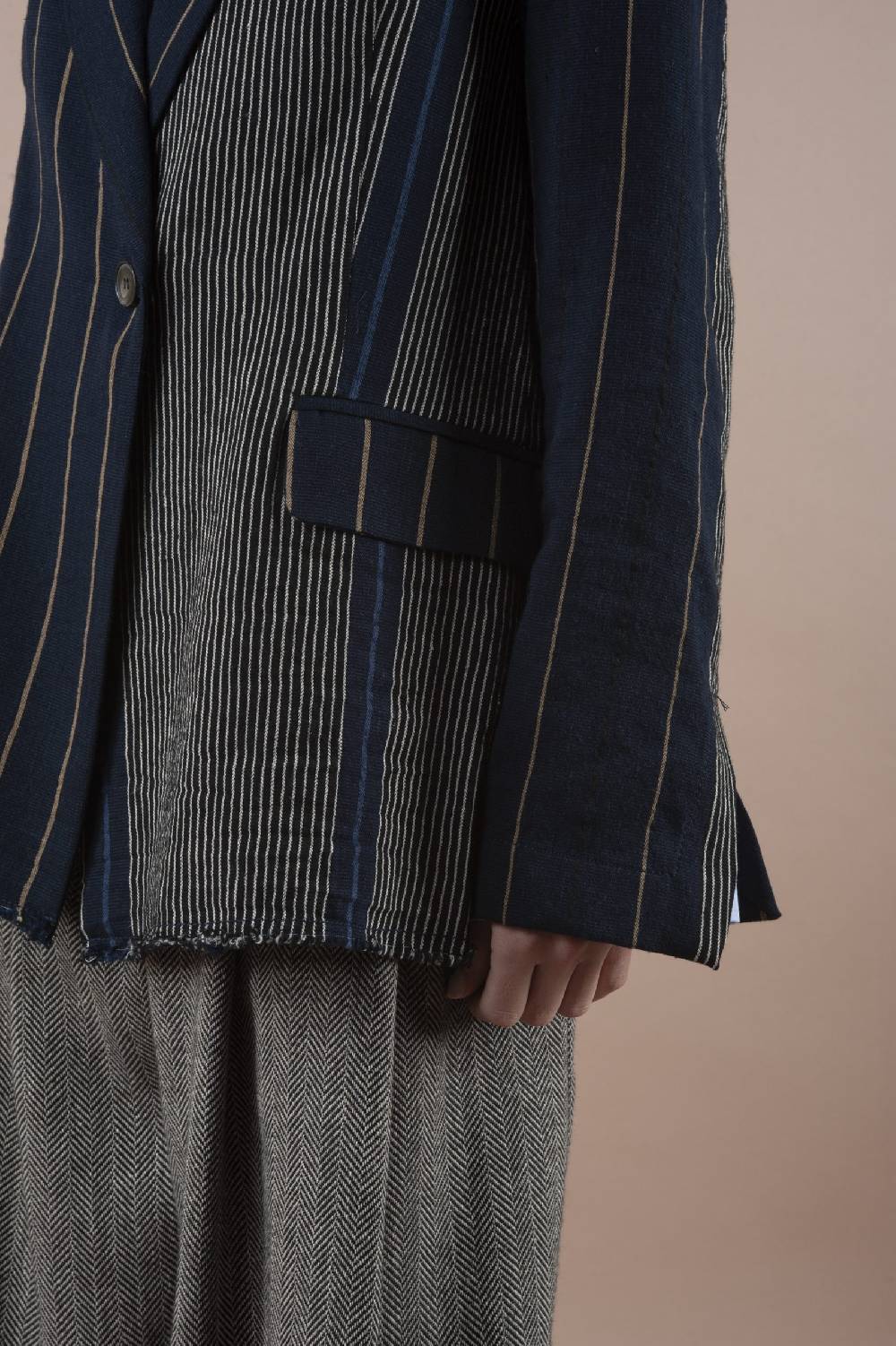 Pdr Phisique Du Role PHISIQUE DU ROLE JACKET IN WOOL/LINEN BARRE’ WITH IRREGULAR STRIPES Pezzi Unici