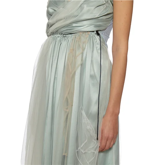 QUETSCHE_ ABITO LUNGO IN SETA E ORGANZA Offerta Pasqua