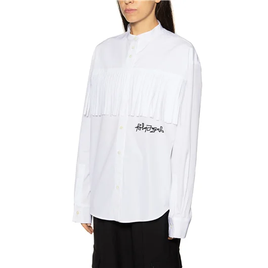 PALM ANGELS CAMICIA IN COTONE LOGO DESERT E FRANGE Vendita Calda