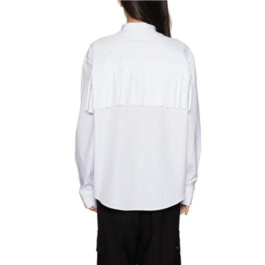 PALM ANGELS CAMICIA IN COTONE LOGO DESERT E FRANGE Vendita Calda