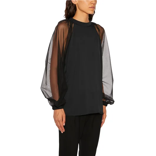 NOSTRASANTISSIMA CAMICIA RAGLAN IN SETA E TULLE Promozione temporanea