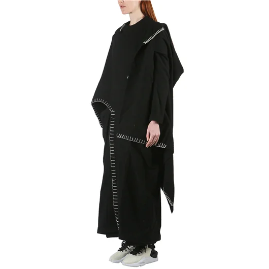 YOHJI YAMAMOTO CAPPOTTO LUNGO IN LANA CON IMPUNTURE Prezzo Ridotto