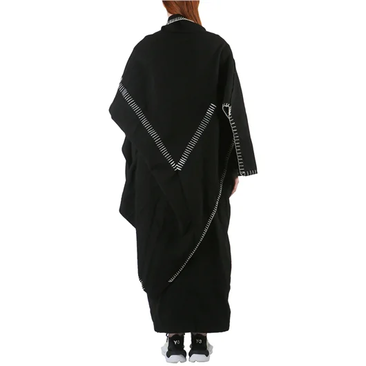 YOHJI YAMAMOTO CAPPOTTO LUNGO IN LANA CON IMPUNTURE Prezzo Ridotto