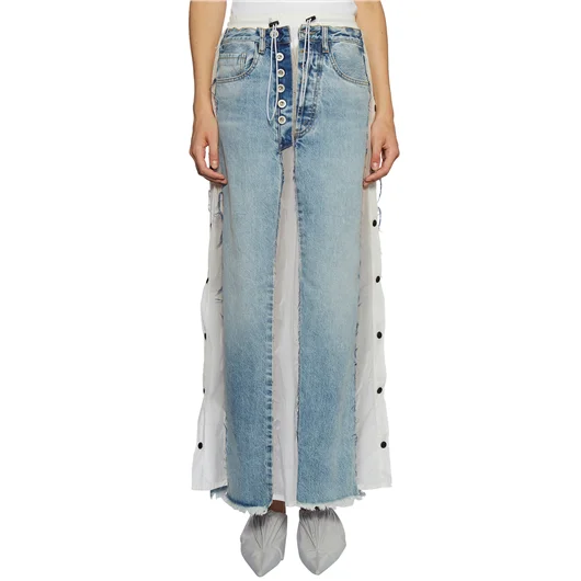 BEN TAVERNITI UNRAVEL GONNA LUNGA IN DENIM E NYLON Negozio