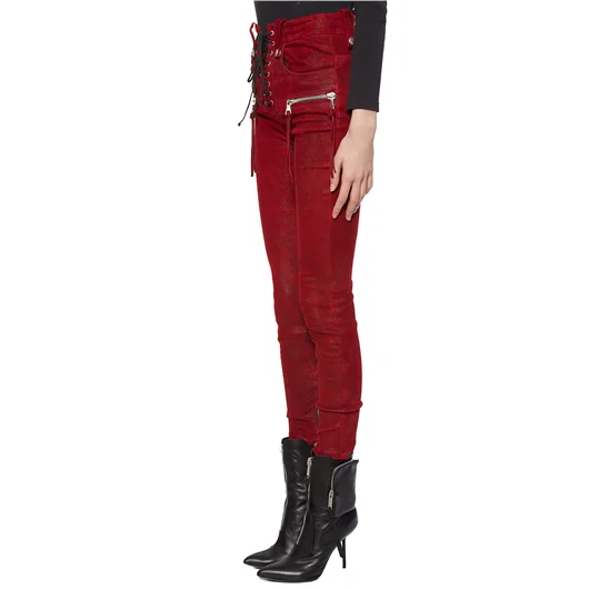 BEN TAVERNITI UNRAVEL PANTALONI IN PELLE STRETCH LACEUP Affare Del Giorno