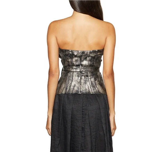 MASNADA TOP IN PELLE LAMINATA Vendita Calda