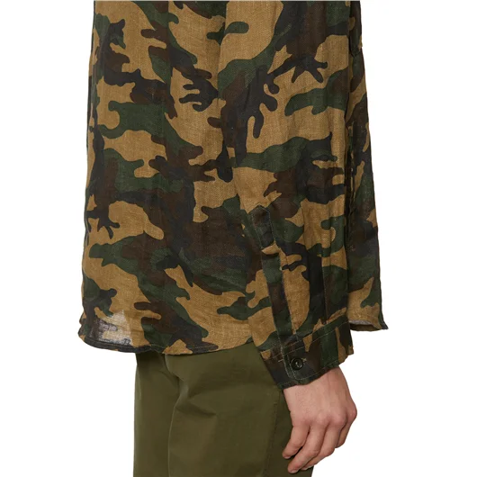 DANIELE ALESSANDRINI CAMICIA CAMOUFLAGE IN LINO Promozione Limitata