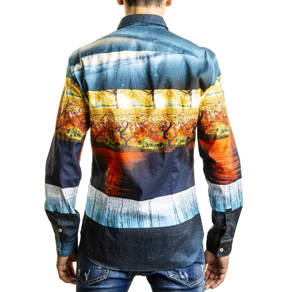 Poggianti Camicia fantasia Autunno collo italiano Vendita Calda