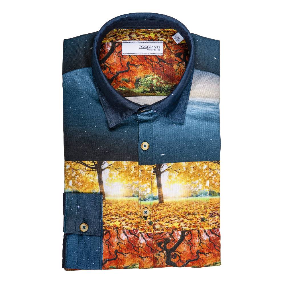 Poggianti Camicia fantasia Autunno collo italiano Vendita Calda