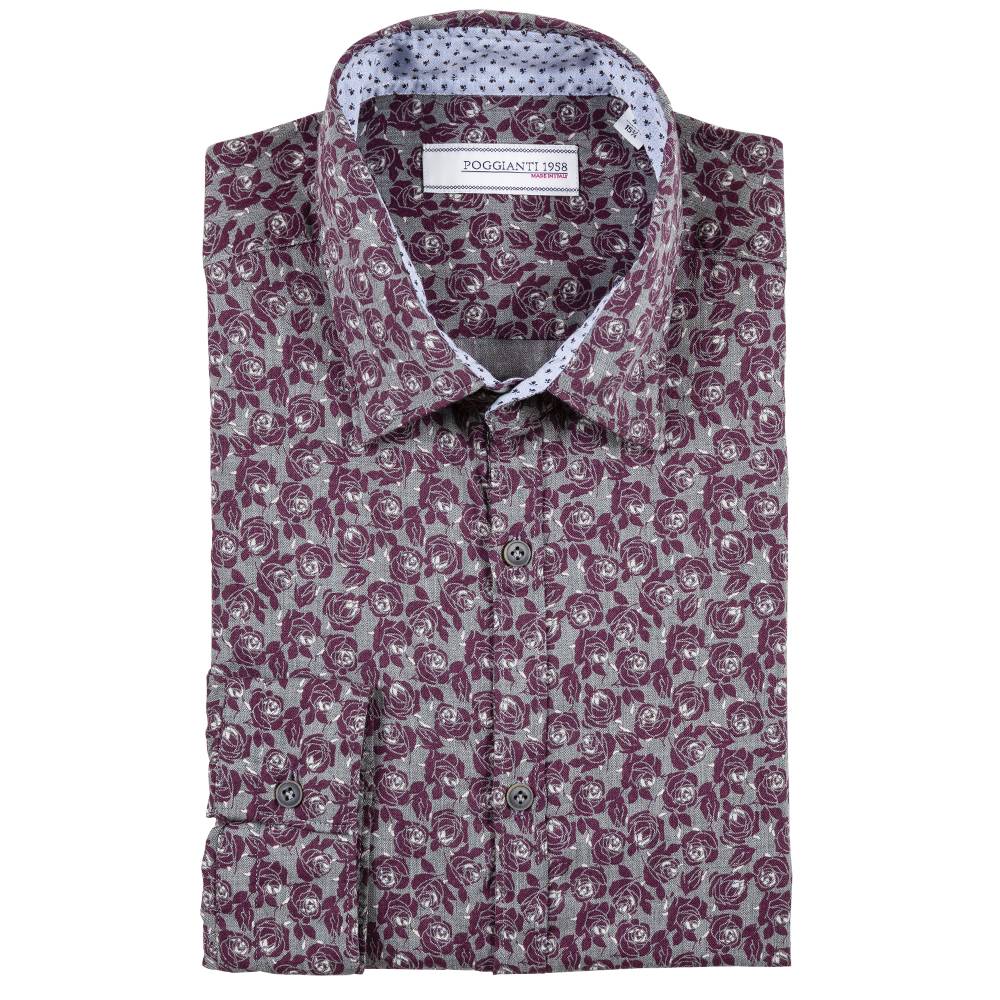 Poggianti Camicia fantasia in flanella collo italiano Vendita Economica