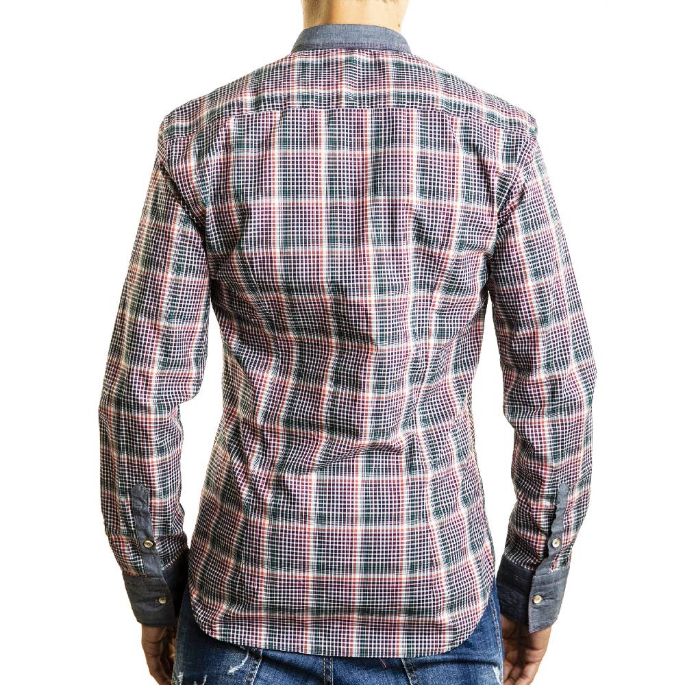 Poggianti Camicia Quadri con contrasti in denim Nuova