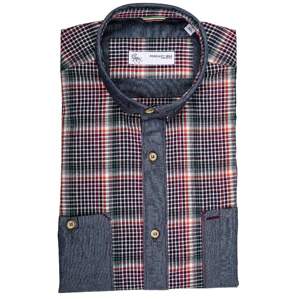 Poggianti Camicia Quadri con contrasti in denim Nuova