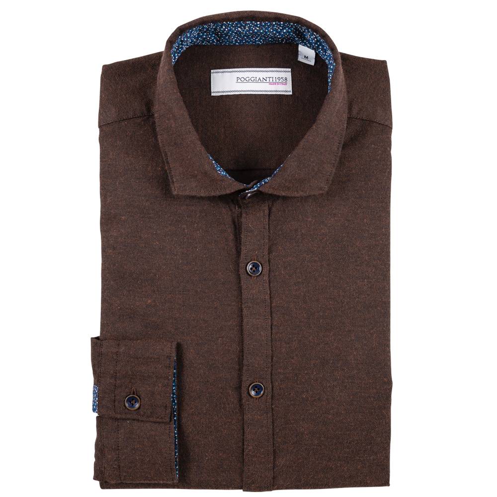 Poggianti Camicia in flanella con contrasti fantasia 2025