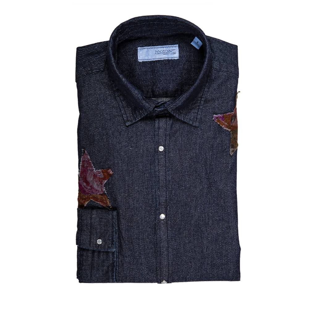 Poggianti Camicia Denim con stelle patchwork Spedizione Gratuita