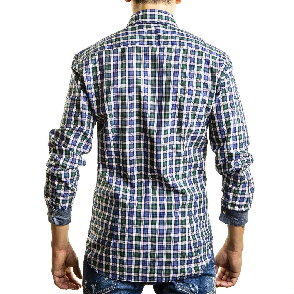 Poggianti Camicia Quadri con contrasti in denim Pezzi Unici