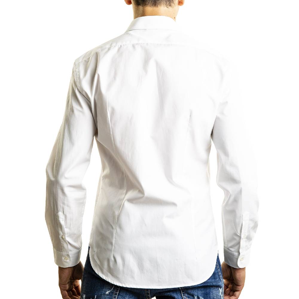 Poggianti Camicia Bianca con contrasti fantasia Soddisfazione Garantita