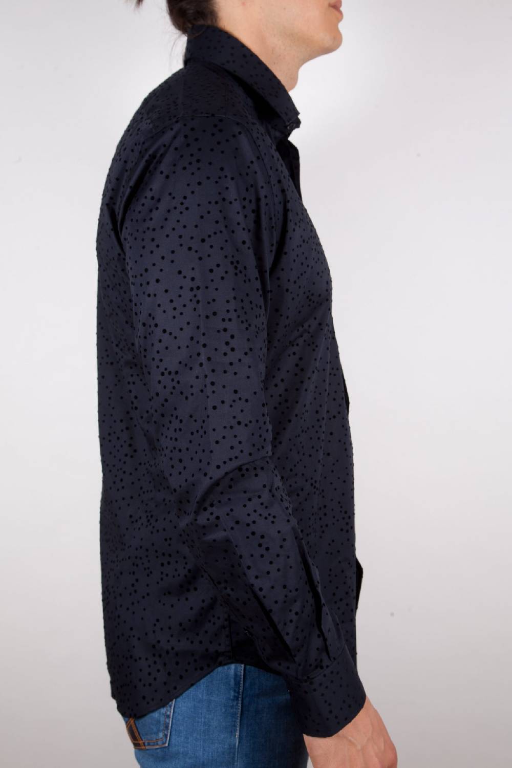 Poggianti Camicia Fantasia Floccato Nero Vendite Flash