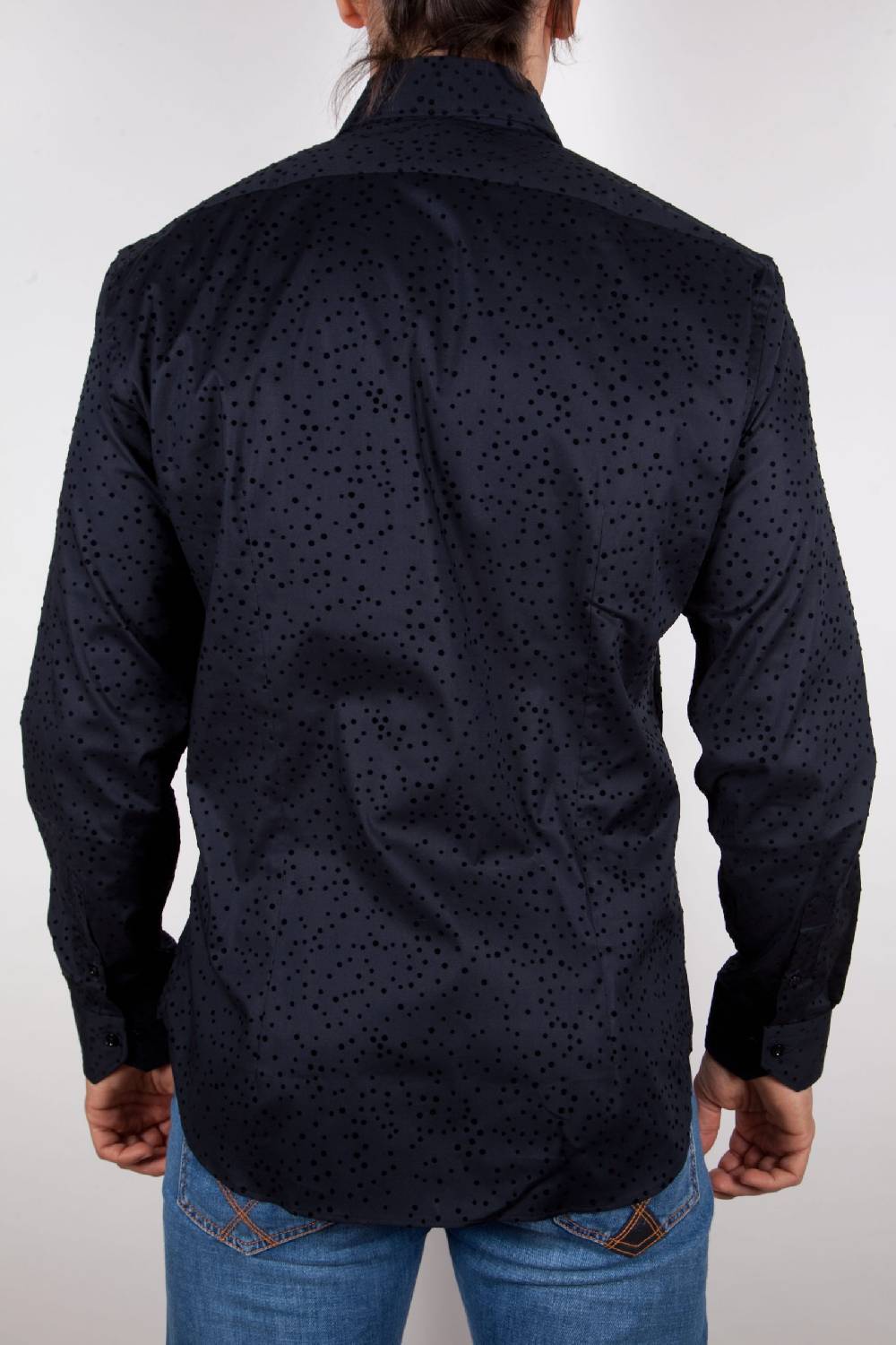 Poggianti Camicia Fantasia Floccato Nero Vendite Flash