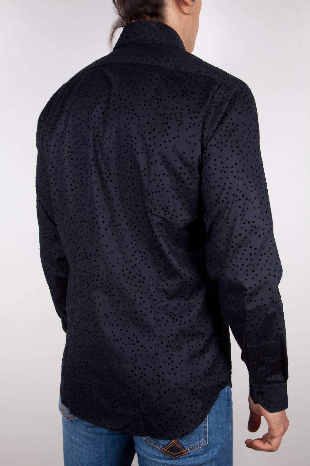 Poggianti Camicia Fantasia Floccato Nero Vendite Flash