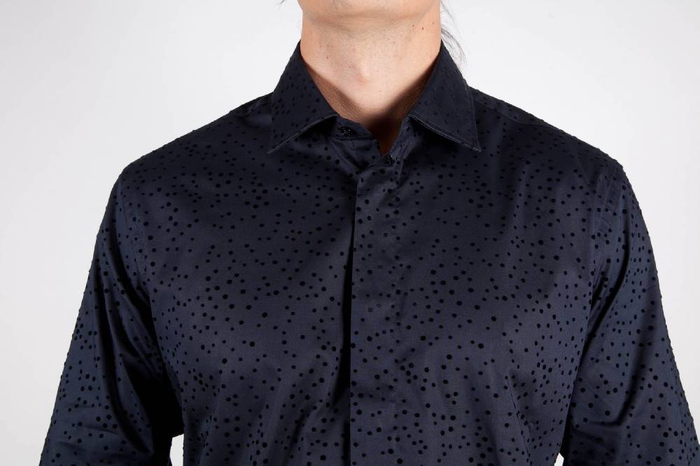 Poggianti Camicia Fantasia Floccato Nero Vendite Flash