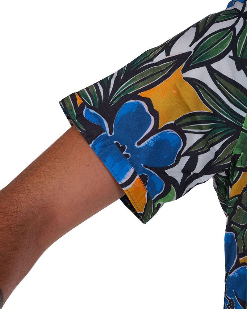 Poggianti Camicia Fantasia Collo Morbido azzurro Italy