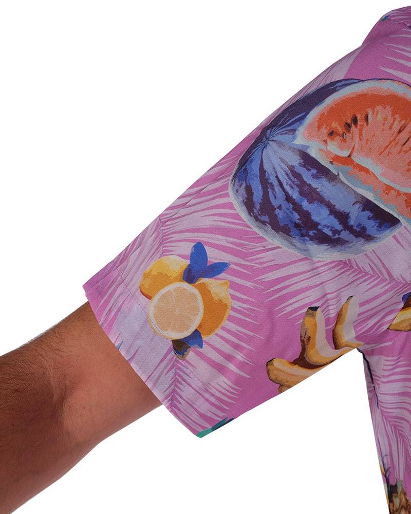 Poggianti Camicia Fantasia Collo Morbido Rosa Italia