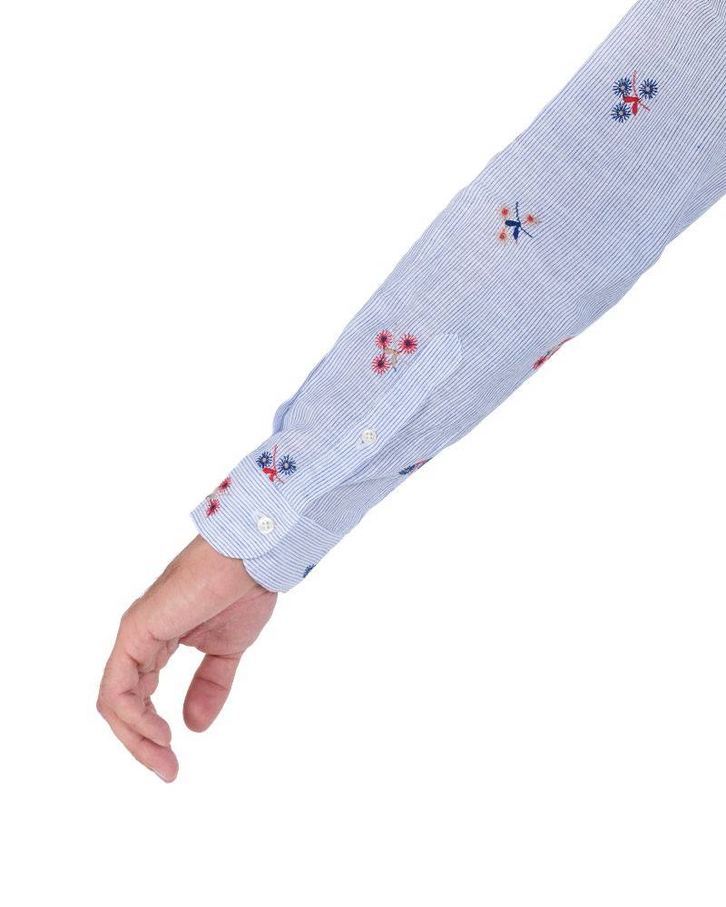 Poggianti Camicia Fantasia Collo Morbido azzurro Vendita