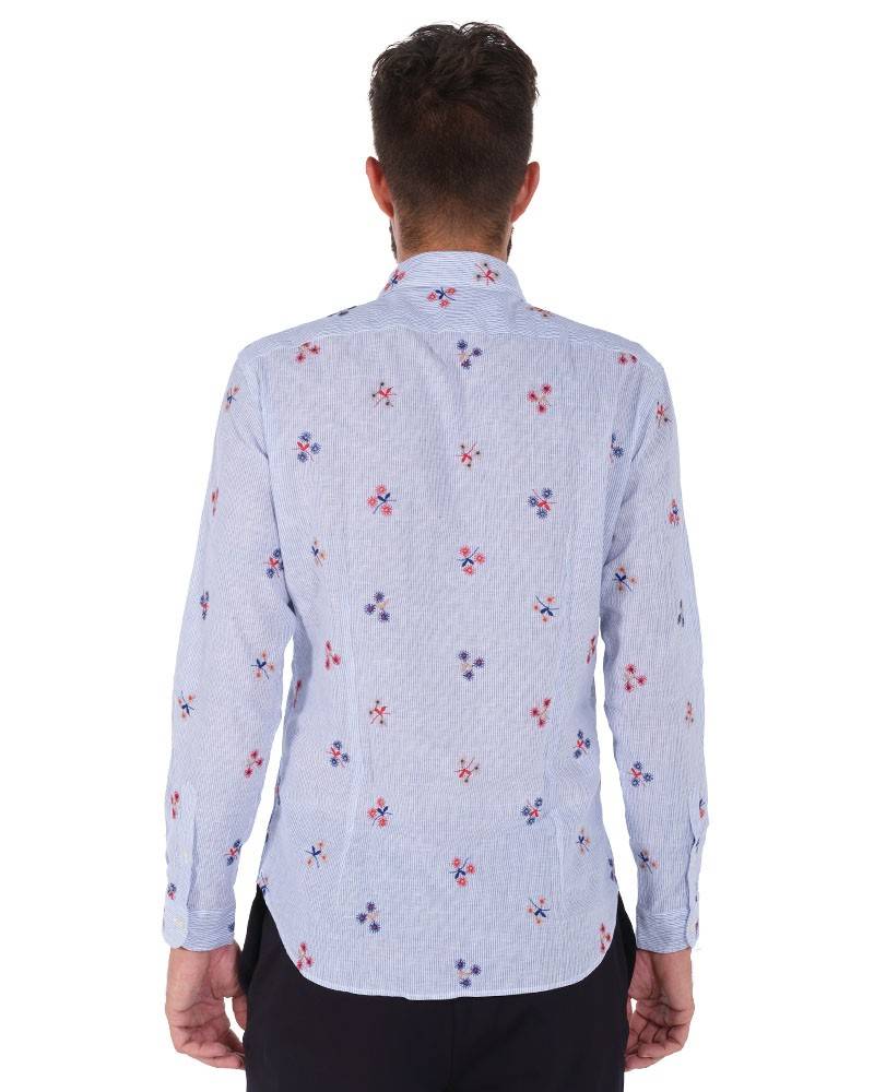 Poggianti Camicia Fantasia Collo Morbido azzurro Vendita