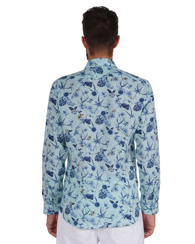 Poggianti Camicia Fantasia Collo Morbido Verde Promozione