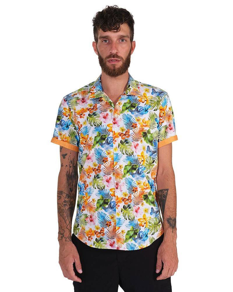 Poggianti Camicia Fantasia Collo Morbido Multicolore Pezzi Unici