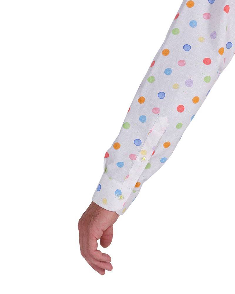 Poggianti Camicia Fantasia Collo Morbido Bianco Qualità Garantita