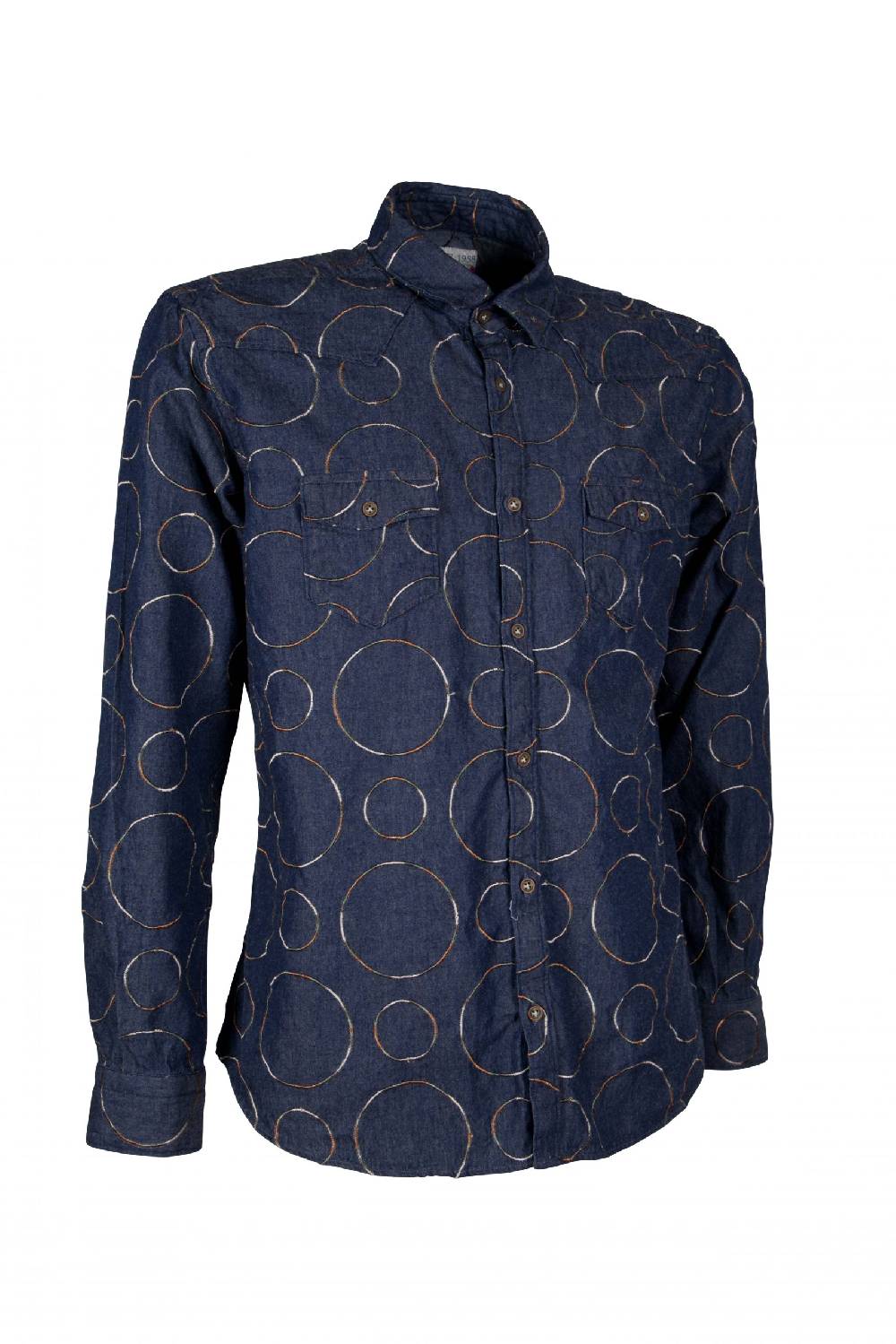 Poggianti Camicia uomo in Denim con Ricami EMPOLI-66-248 Sconto