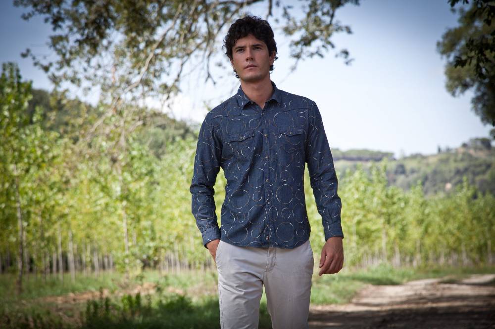 Poggianti Camicia uomo in Denim con Ricami EMPOLI-66-248 Sconto