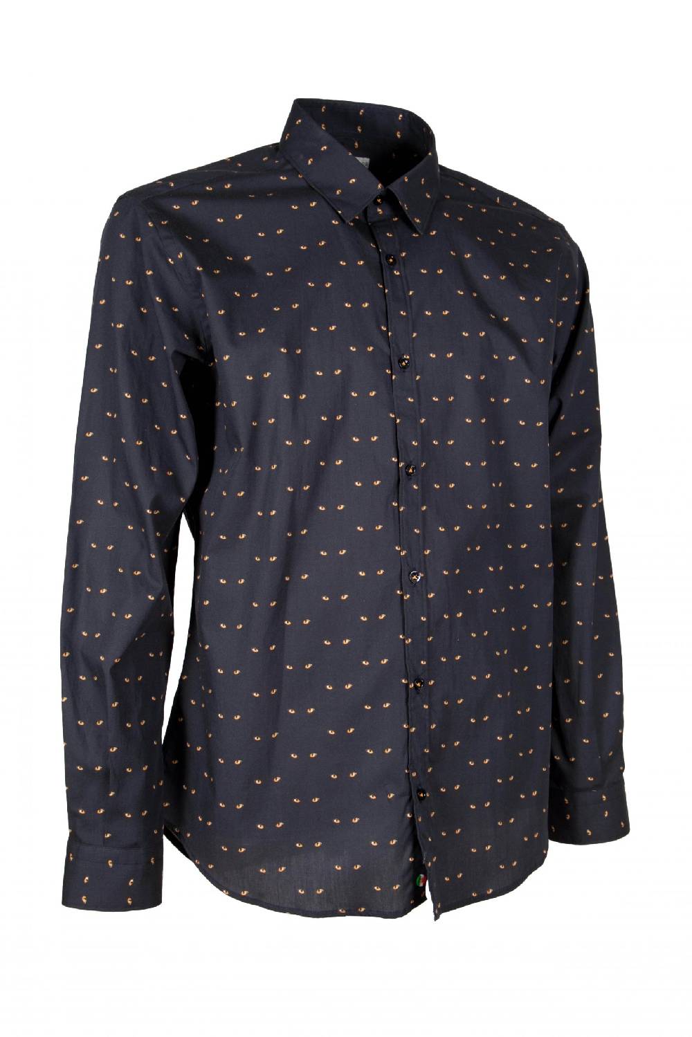 Poggianti Camicia uomo Blu in cotone stampata con occhi di gatto PISA-UBBF-177-01 Saldi
