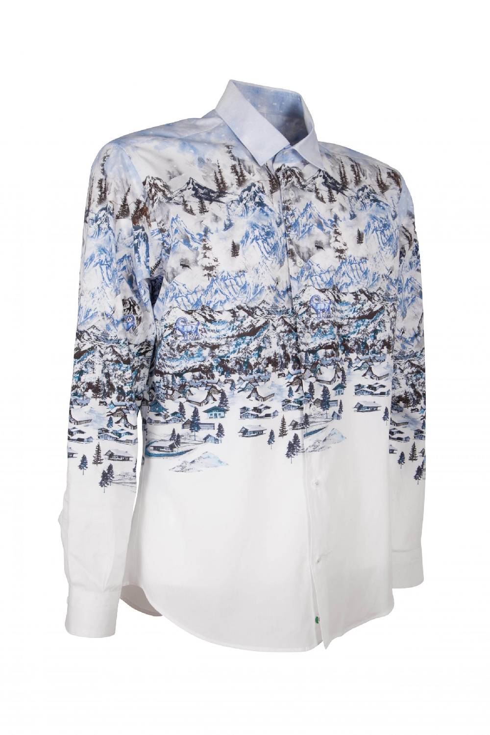 Poggianti Camicia uomo cotone con stampa paesaggio i montagna FIRENZE-73F-170-01 Offerte