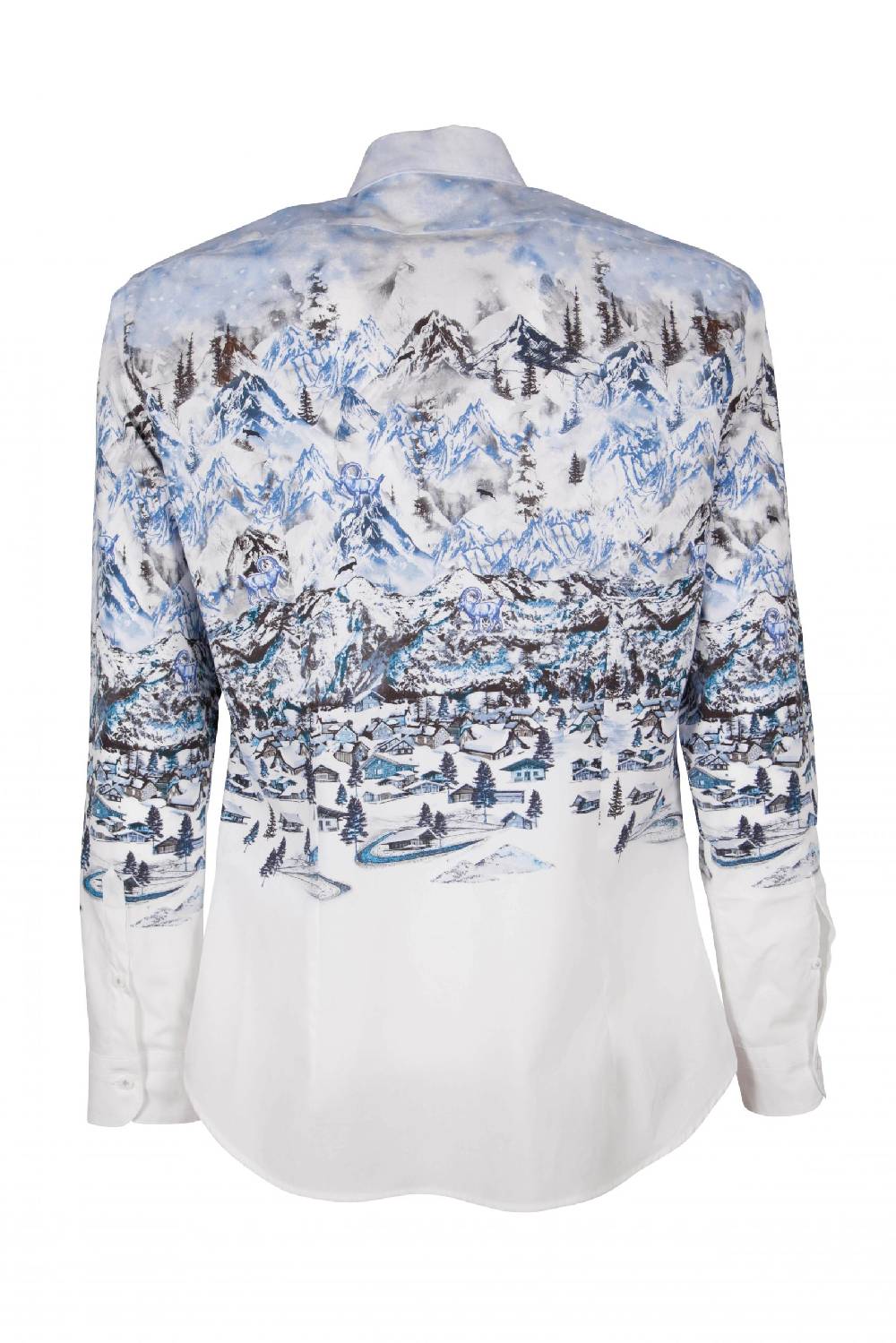 Poggianti Camicia uomo cotone con stampa paesaggio i montagna FIRENZE-73F-170-01 Offerte