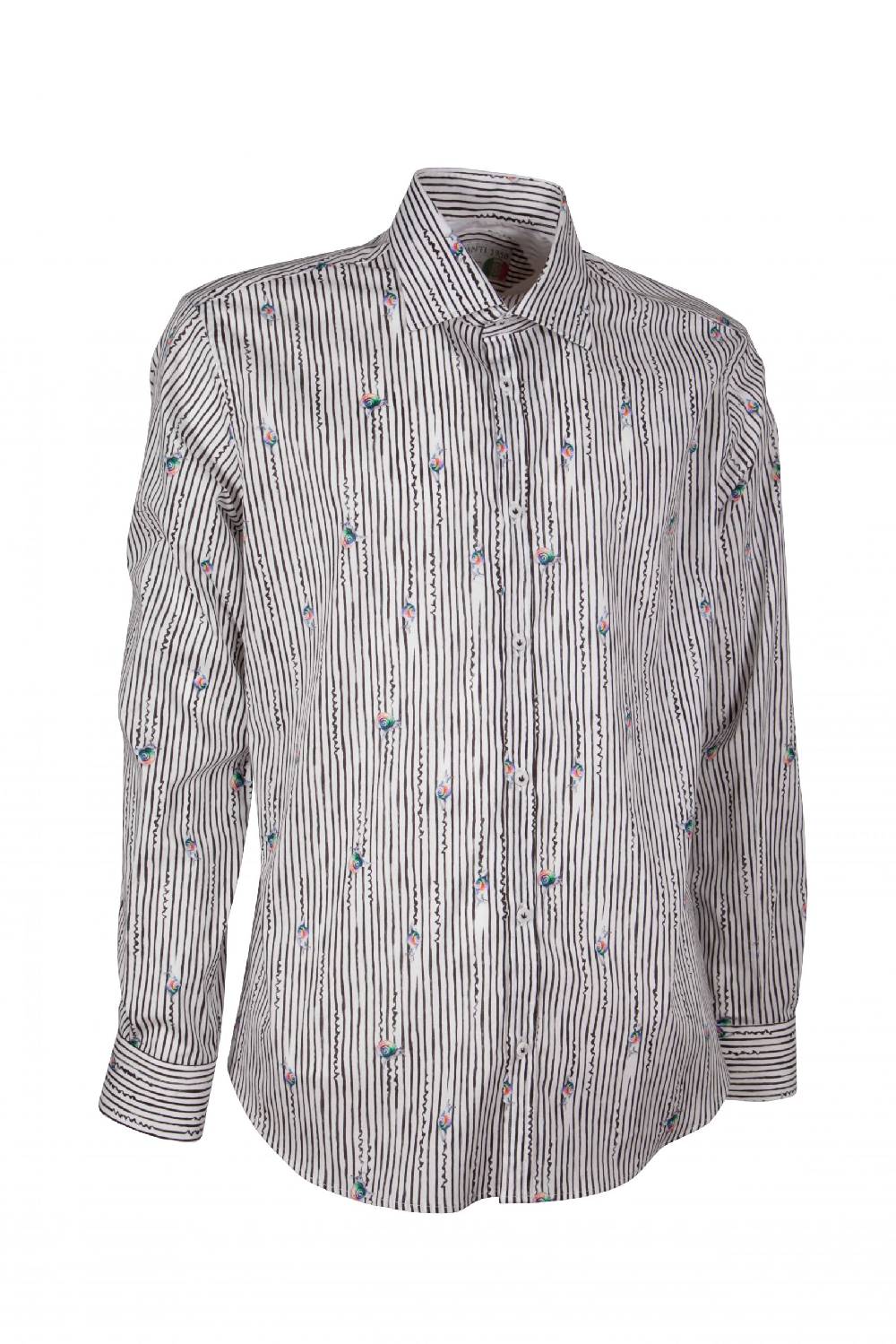 Poggianti Camicia uomo stretch con stampa righe e animali GIOVI-61-134-02 I Più Venduti