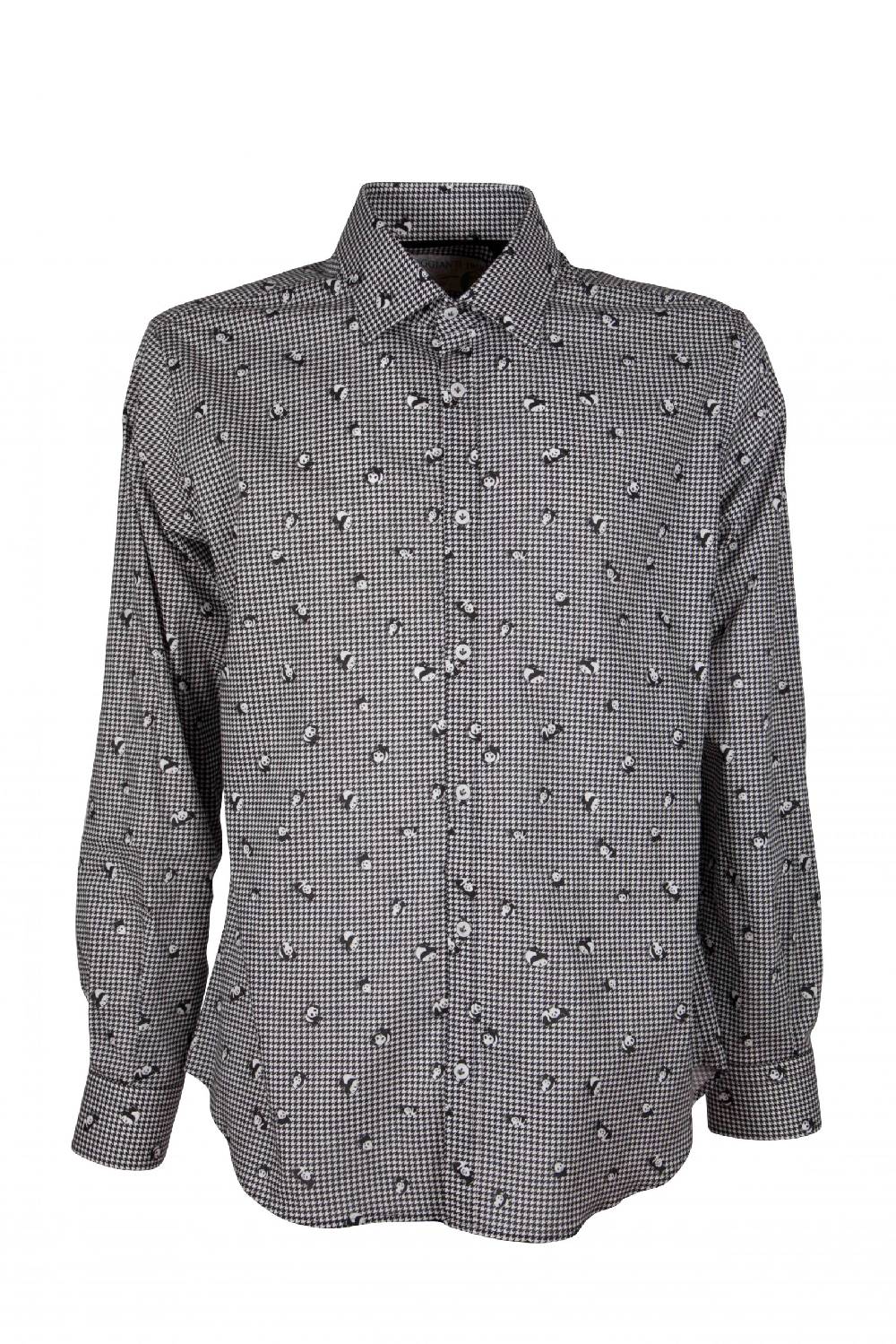 Poggianti Camicia uomo stretch con stampa panda su pied de poule GIOVI-95-174-01 Vendite Flash