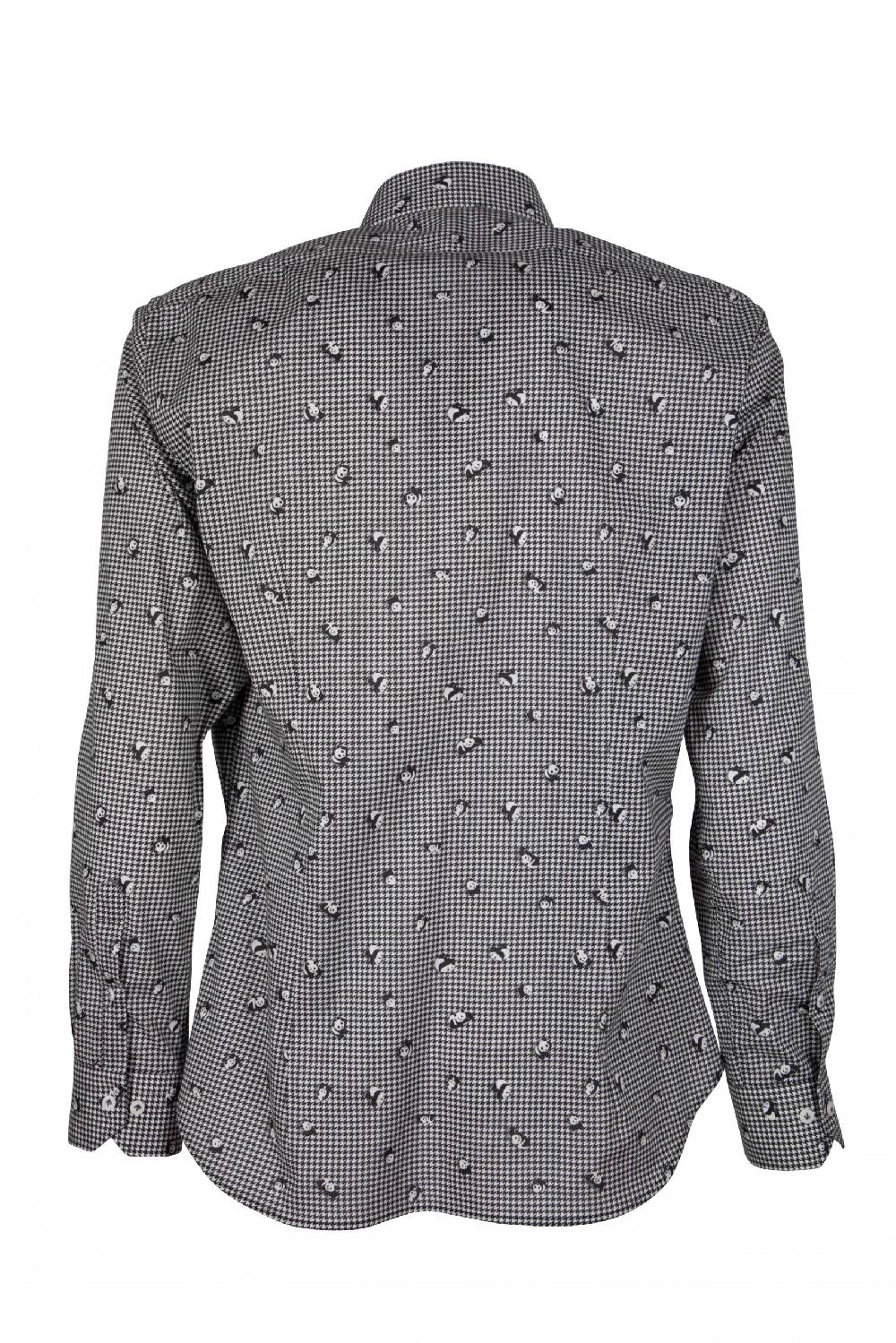 Poggianti Camicia uomo stretch con stampa panda su pied de poule GIOVI-95-174-01 Vendite Flash