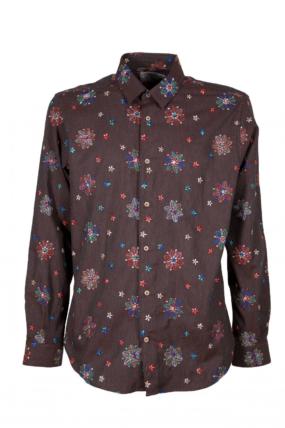 Poggianti Camicia uomo in flanella con ricami FIRENZE-66F-243 In Saldo
