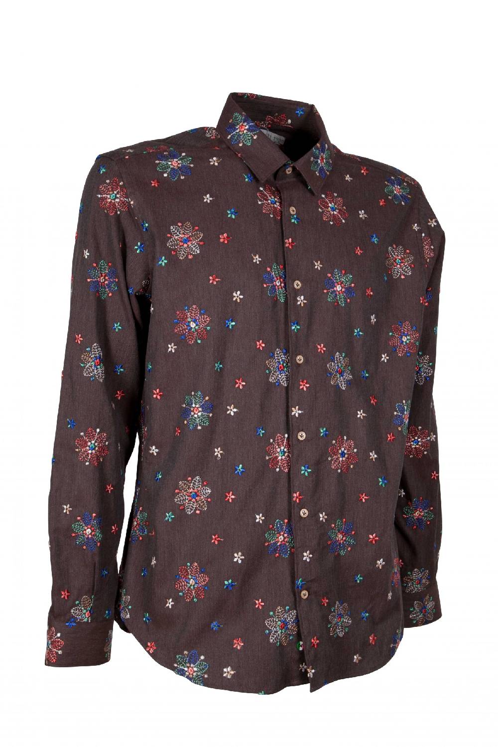Poggianti Camicia uomo in flanella con ricami FIRENZE-66F-243 In Saldo