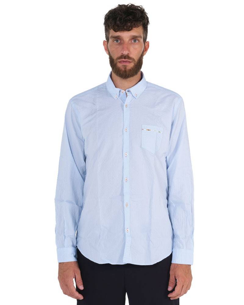 Poggianti Camicia tinta unita celeste collo morbido 2025